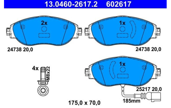 Brake Pad Set, disc brake 13.0460-2617.2 ATE, Image 2