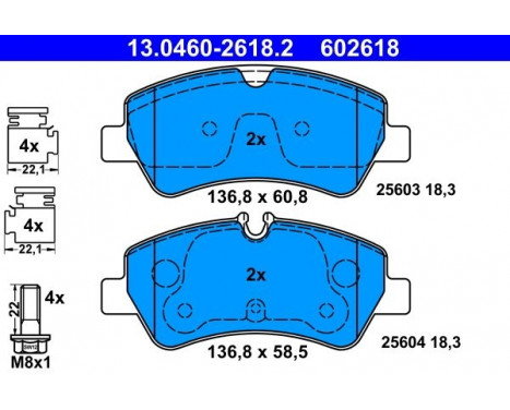 Brake Pad Set, disc brake 13.0460-2618.2 ATE, Image 2