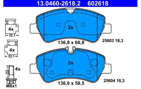 Brake Pad Set, disc brake 13.0460-2618.2 ATE, Image 2
