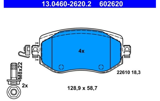 Brake Pad Set, disc brake 13.0460-2620.2 ATE