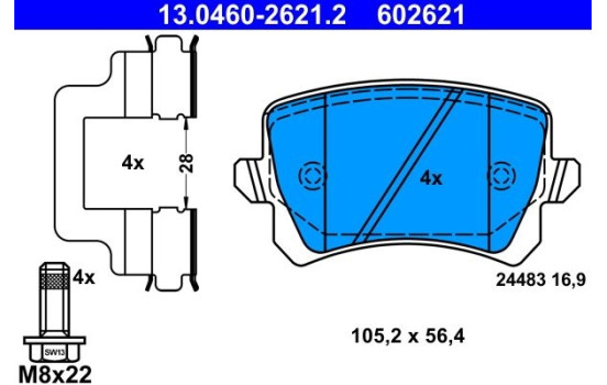 Brake Pad Set, disc brake 13.0460-2621.2 ATE
