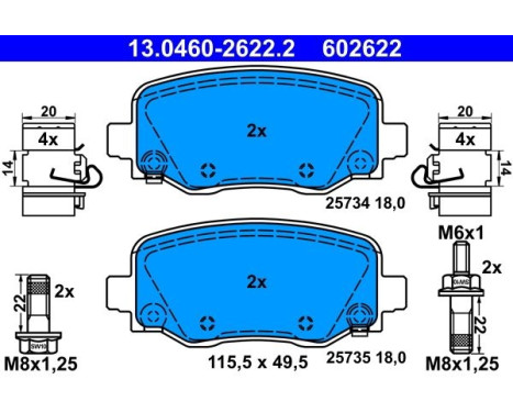 Brake Pad Set, disc brake 13.0460-2622.2 ATE