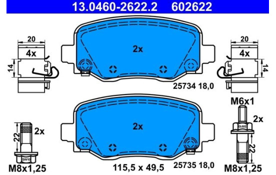 Brake Pad Set, disc brake 13.0460-2622.2 ATE