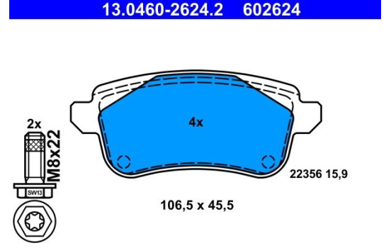 Brake Pad Set, disc brake 13.0460-2624.2 ATE