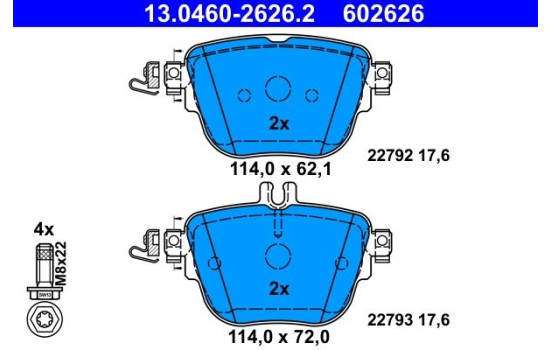 Brake Pad Set, disc brake 13.0460-2626.2 ATE