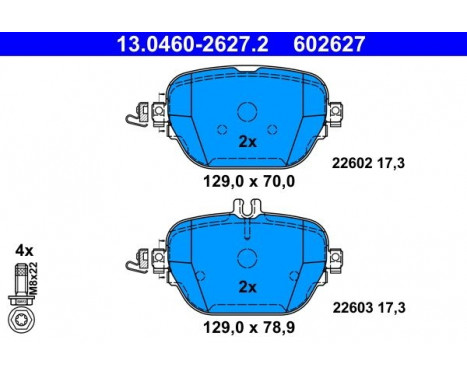 Brake Pad Set, disc brake 13.0460-2627.2 ATE