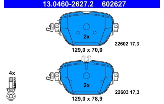 Brake Pad Set, disc brake 13.0460-2627.2 ATE