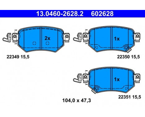 Brake Pad Set, disc brake 13.0460-2628.2 ATE