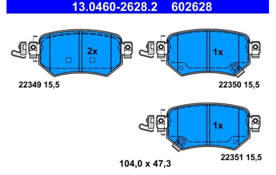 Brake Pad Set, disc brake 13.0460-2628.2 ATE
