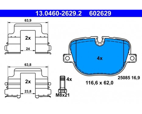 Brake Pad Set, disc brake 13.0460-2629.2 ATE