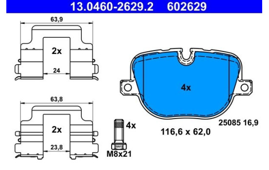 Brake Pad Set, disc brake 13.0460-2629.2 ATE