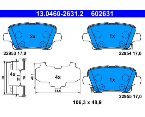 Brake Pad Set, disc brake 13.0460-2631.2 ATE