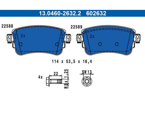 Brake Pad Set, disc brake 13.0460-2632.2 ATE, Image 2