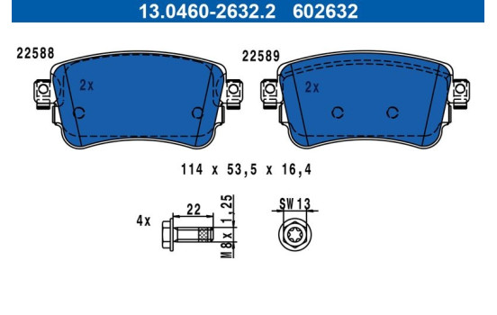 Brake Pad Set, disc brake 13.0460-2632.2 ATE, Image 2