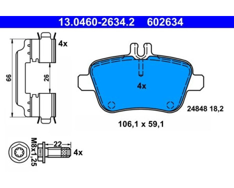 Brake pad set, disc brake 13.0460-2634.2 ATE