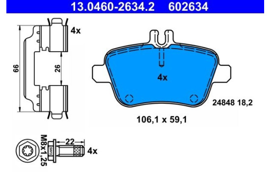 Brake pad set, disc brake 13.0460-2634.2 ATE