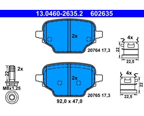 Brake pad set, disc brake 13.0460-2635.2 ATE