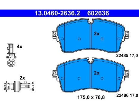 Brake pad set, disc brake 13.0460-2636.2 ATE