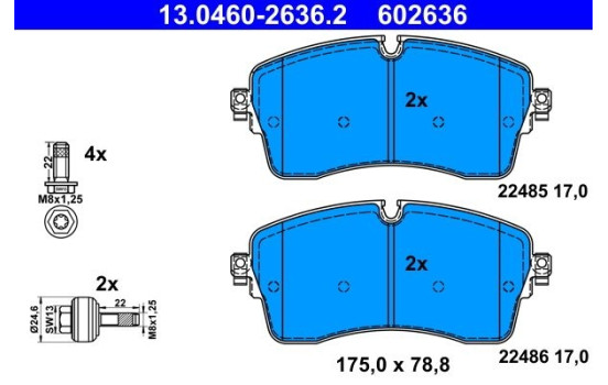 Brake pad set, disc brake 13.0460-2636.2 ATE