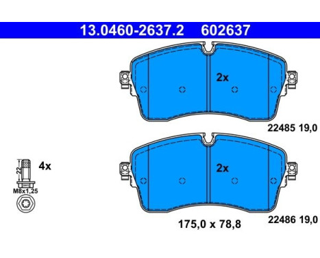 Brake pad set, disc brake 13.0460-2637.2 ATE