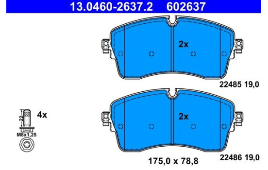 Brake pad set, disc brake 13.0460-2637.2 ATE