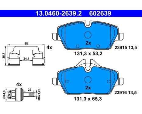 Brake pad set, disc brake 13.0460-2639.2 ATE