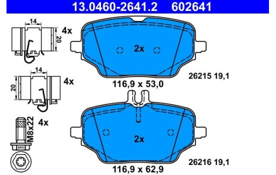 Brake pad set, disc brake 13.0460-2641.2 ATE