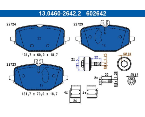 Brake pad set, disc brake 13.0460-2642.2 ATE