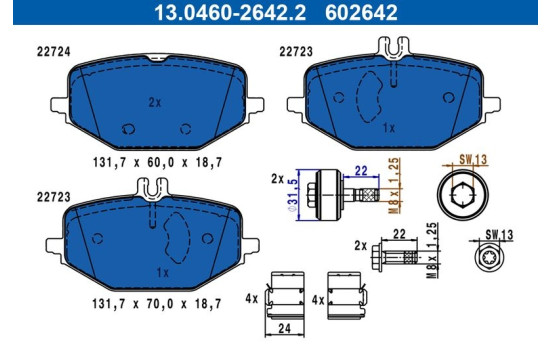 Brake pad set, disc brake 13.0460-2642.2 ATE