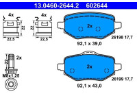 Brake pad set, disc brake 13.0460-2644.2 ATE