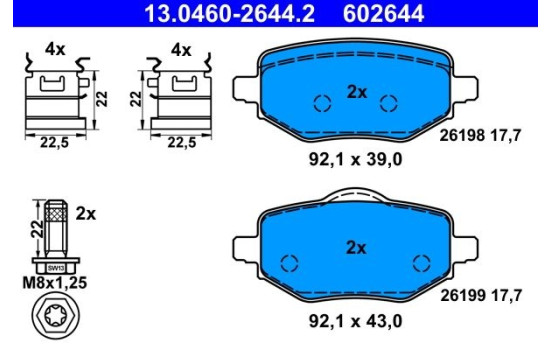 Brake pad set, disc brake 13.0460-2644.2 ATE
