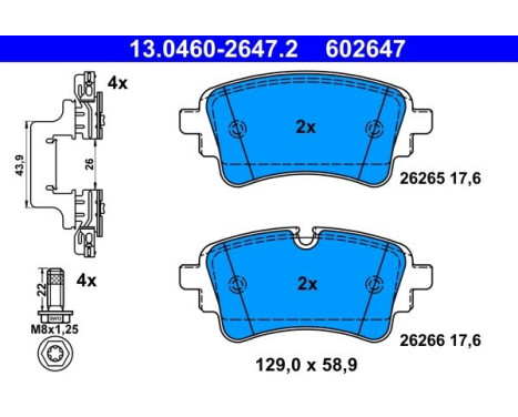 Brake pad set, disc brake 13.0460-2647.2 ATE