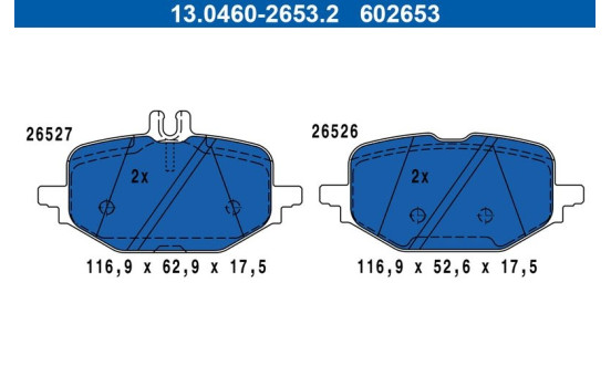 Brake pad set, disc brake 13.0460-2653.2 ATE