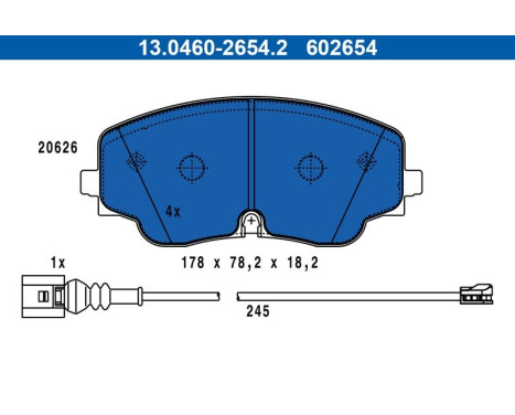 Brake pad set, disc brake 13.0460-2654.2 ATE