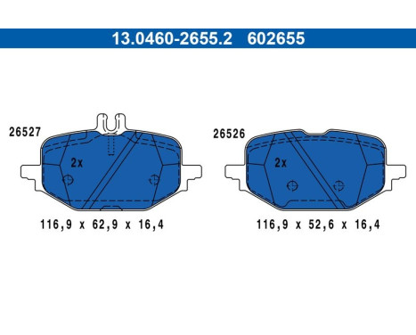 Brake pad set, disc brake 13.0460-2655.2 ATE