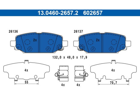 Brake pad set, disc brake 13.0460-2657.2 ATE