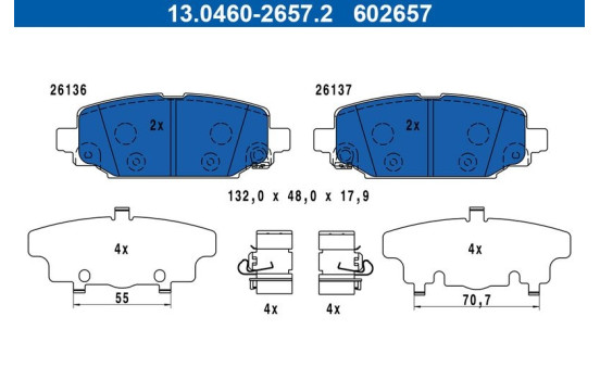Brake pad set, disc brake 13.0460-2657.2 ATE