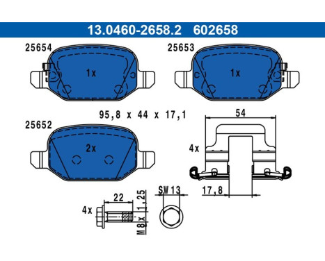 Brake pad set, disc brake 13.0460-2658.2 ATE