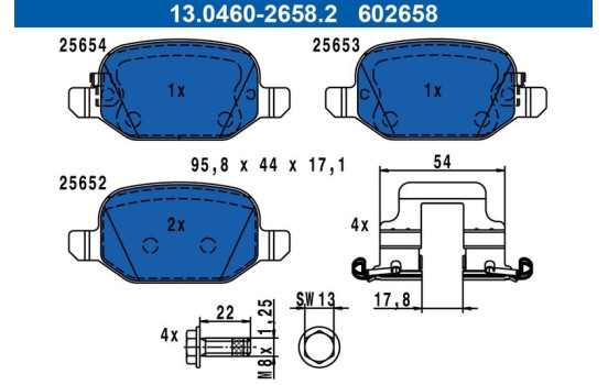 Brake pad set, disc brake 13.0460-2658.2 ATE