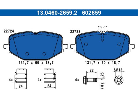 Brake pad set, disc brake 13.0460-2659.2 ATE