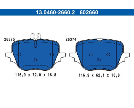 Brake pad set, disc brake 13.0460-2660.2 ATE