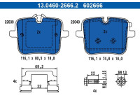 Brake pad set, disc brake 13.0460-2666.2 ATE