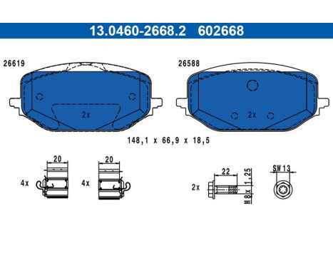 Brake pad set, disc brake 13.0460-2668.2 ATE