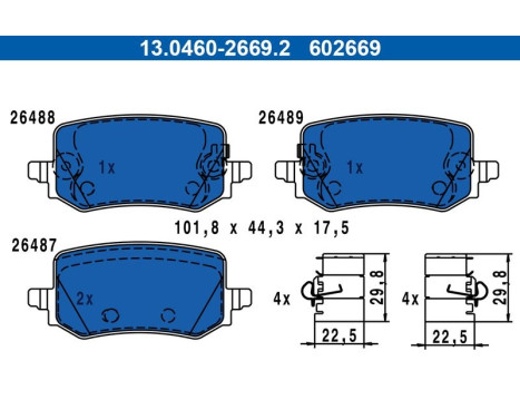 Brake pad set, disc brake 13.0460-2669.2 ATE