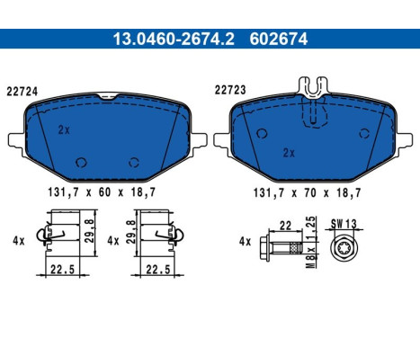 Brake pad set, disc brake 13.0460-2674.2 ATE