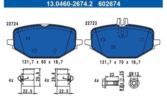 Brake pad set, disc brake 13.0460-2674.2 ATE