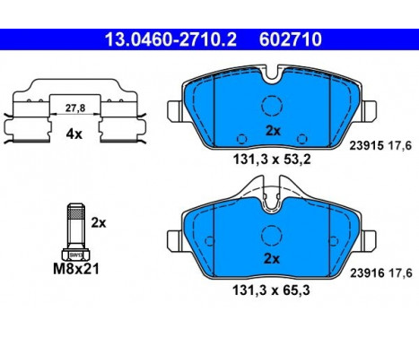 Brake Pad Set, disc brake 13.0460-2710.2 ATE, Image 2