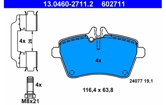 Brake Pad Set, disc brake 13.0460-2711.2 ATE, Image 2
