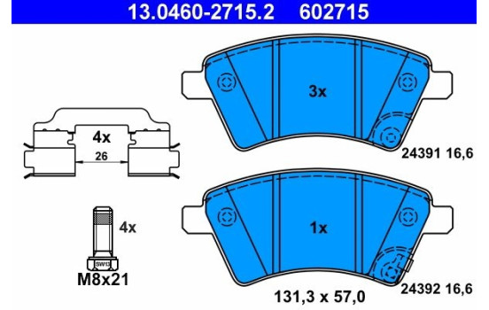 Brake Pad Set, disc brake 13.0460-2715.2 ATE, Image 2