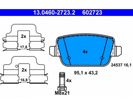 Brake Pad Set, disc brake 13.0460-2723.2 ATE, Image 2